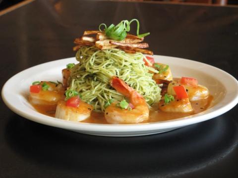 Shrimp and pasta dish at Cafe Pesto in Hilo