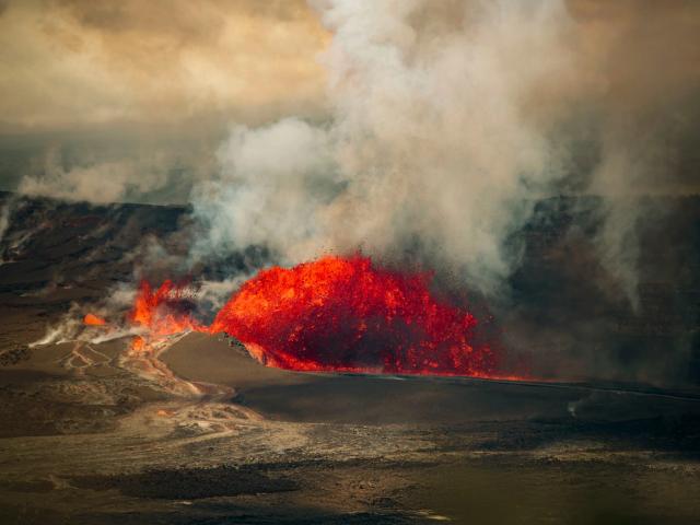 an erupting volcano