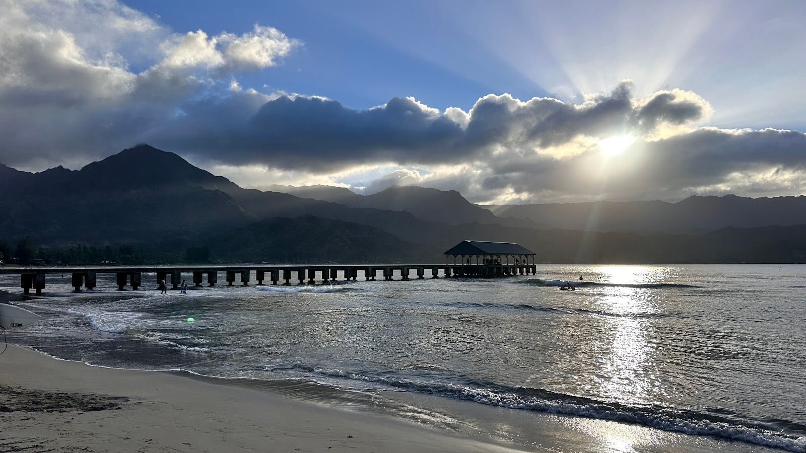 Hanalei Beach and Pier in Hanalei, Kaua‘i