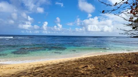 Crystal clear turquoise waters at Hideaways Beach revealing vibrant reef below, ideal for snorkeling