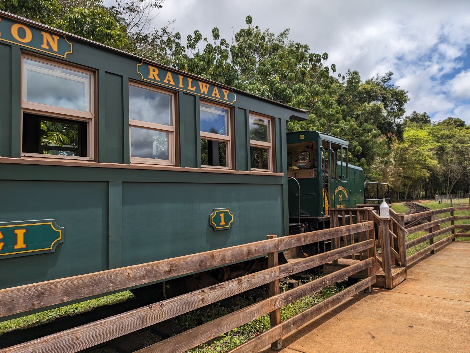 Historic Kilohana Plantation Railway train car showcasing Kauai sugar plantation heritage