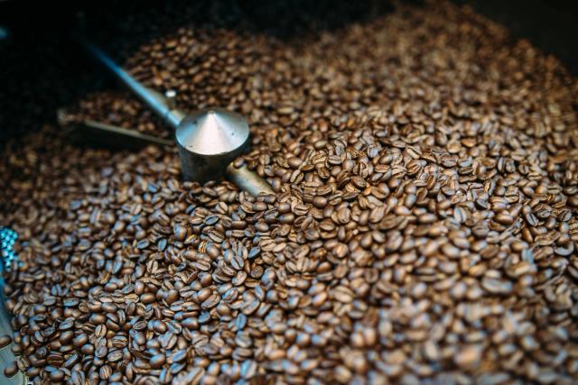 coffee beans in a roaster