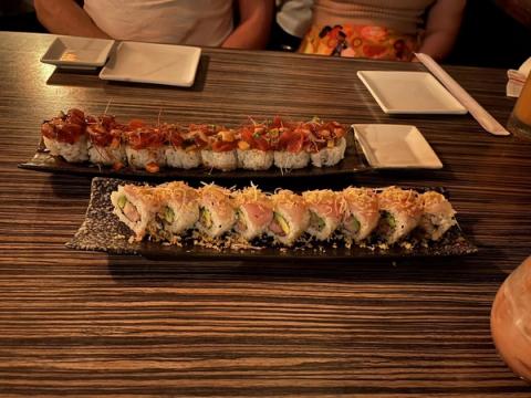 Beautifully plated sushi rolls at The Hanalei Dolphin Restaurant showcasing fresh local fish