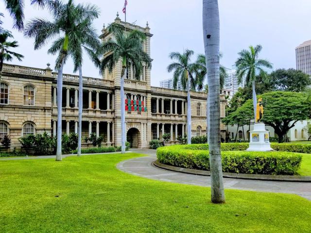 Iolani Palace as seen from the outside