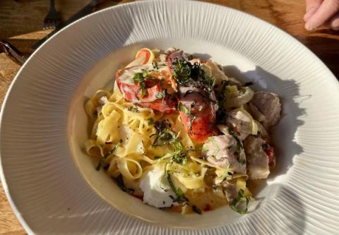 Elegant lobster pasta dish at Beach House Restaurant showcasing Poipu fine dining