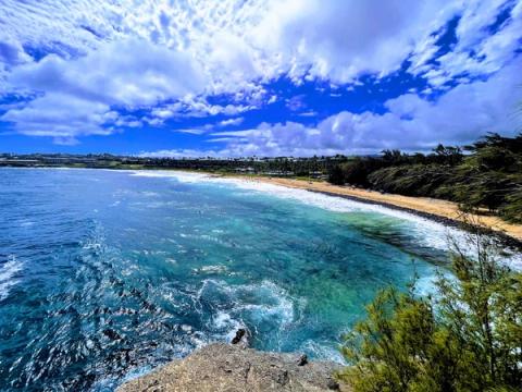 Shipwreck Beach from the cliff-jumping spot