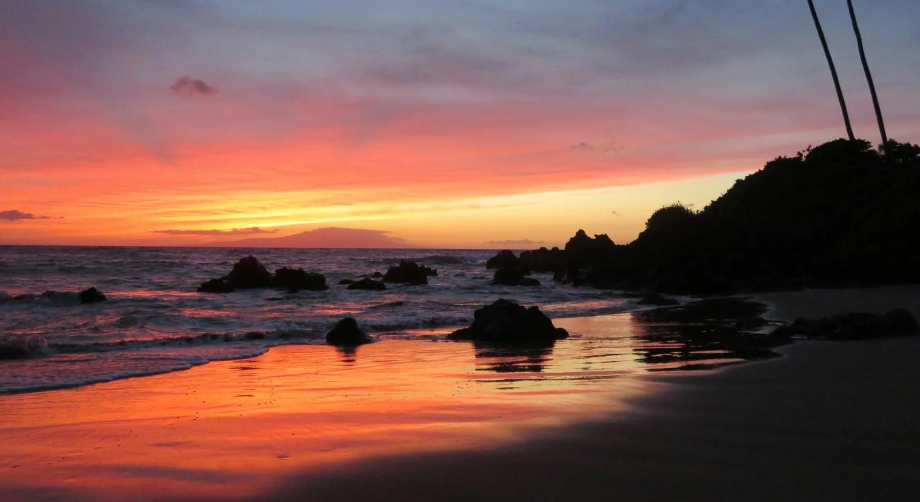 a Maui beach at sunset