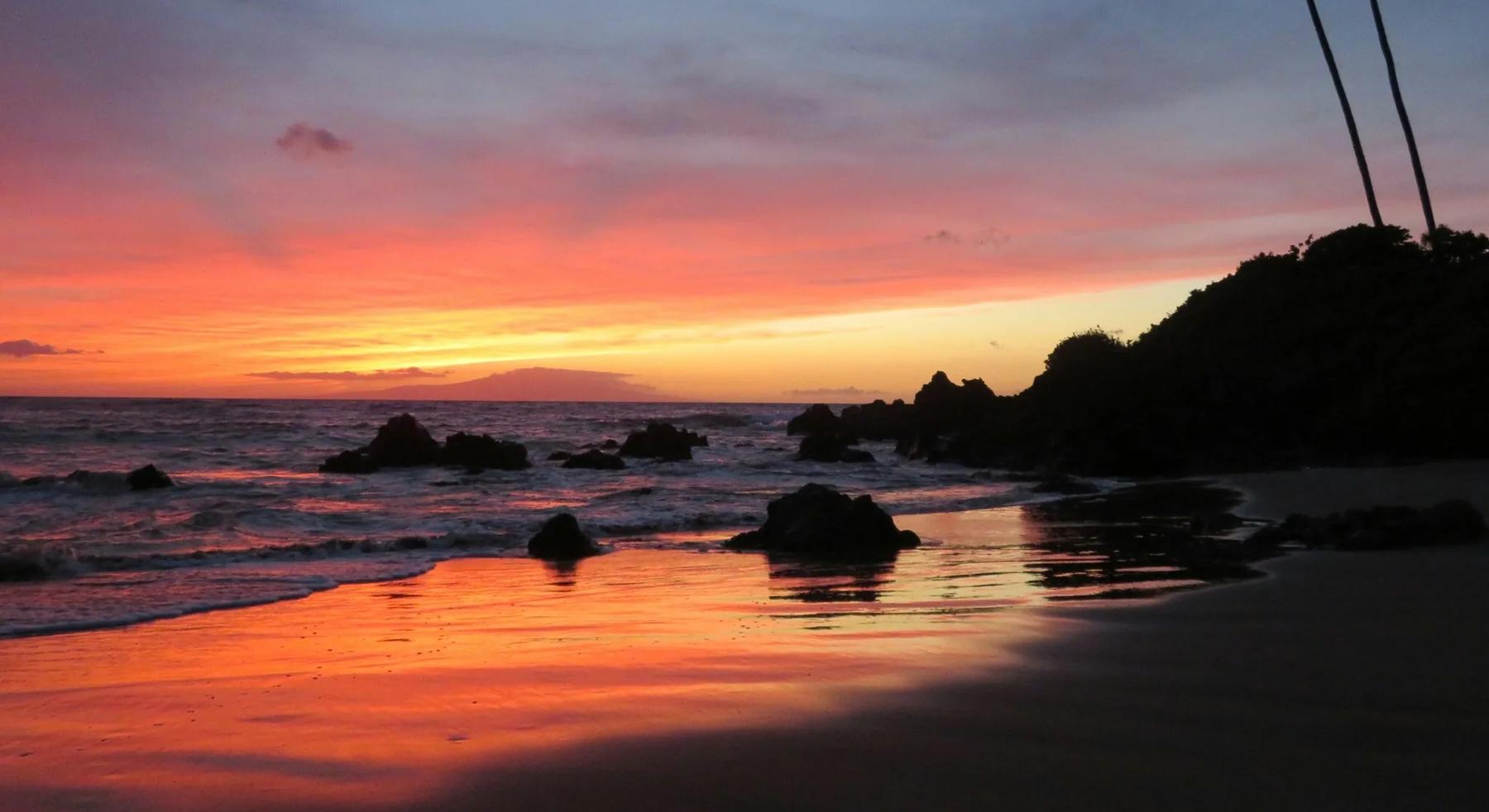 a Maui beach at sunset