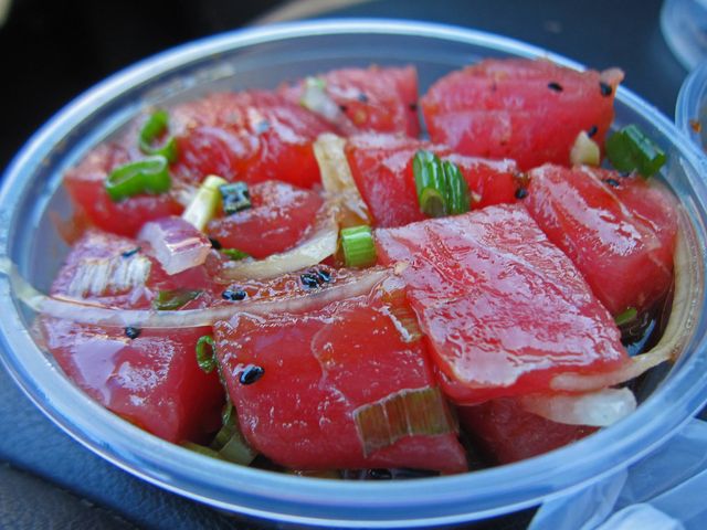 a bowl of traditional Hawaiian poke