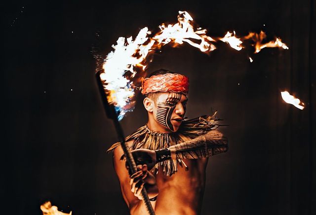 fire dancer at the Queen's Luau in Waikiki