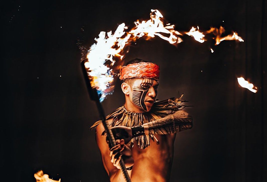 fire dancer at the Queen's Luau in Waikiki