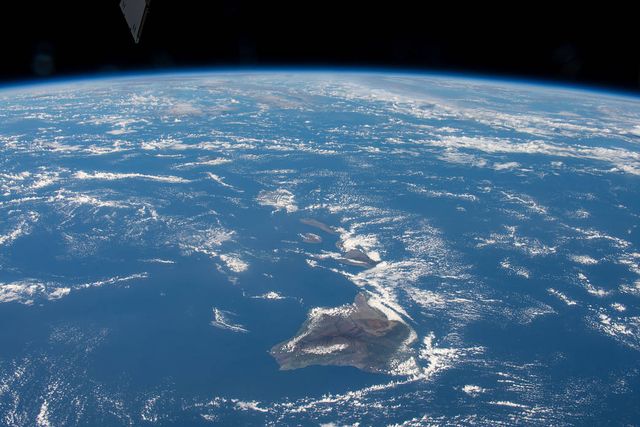 The Hawaiian island chain seen from the International Space Station. NASA photograph.