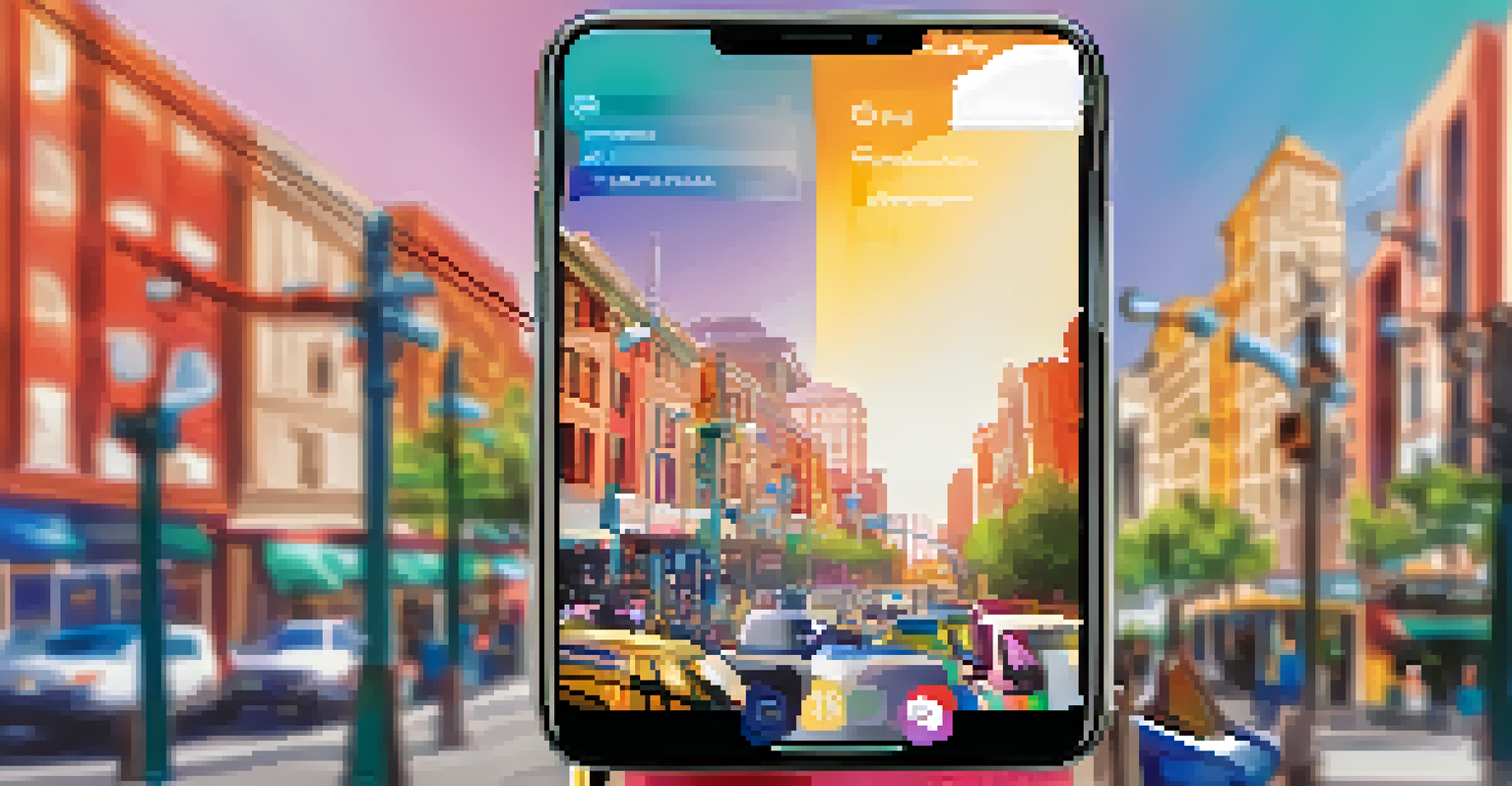Hands holding smartphones with a community feedback app, set against a blurred cityscape of San Jose.
