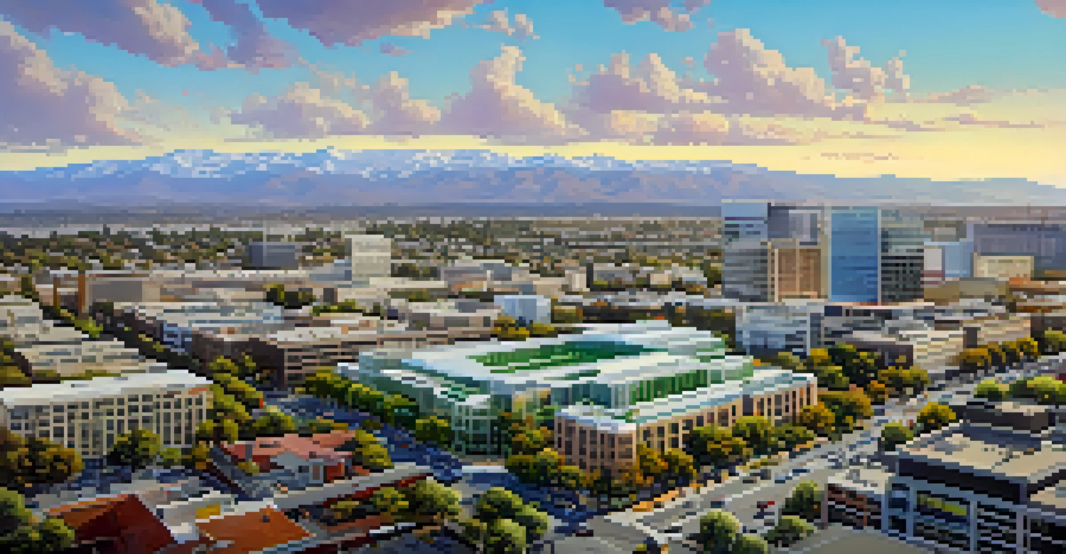 An aerial view of San Jose displaying a mix of buildings and busy streets.