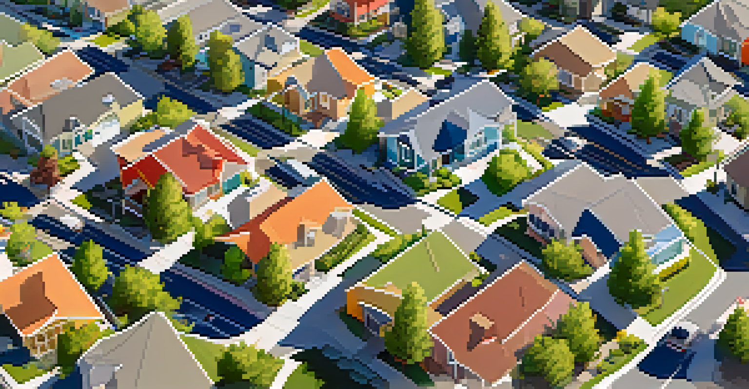 Aerial view of a San Jose neighborhood displaying smart waste management systems with colorful houses and parks.