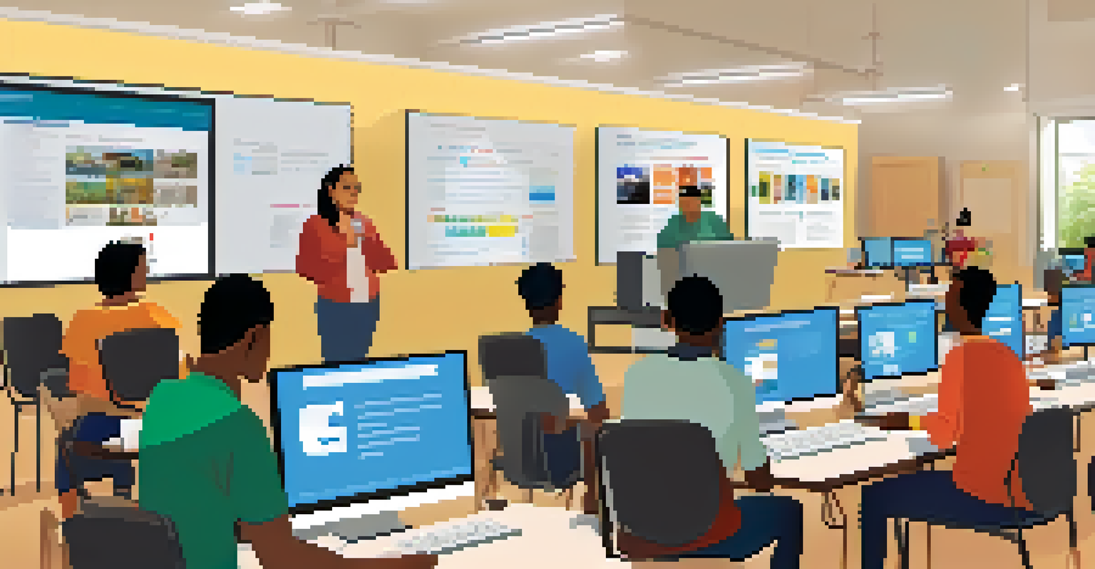 Residents participating in a digital literacy training session at a community center.