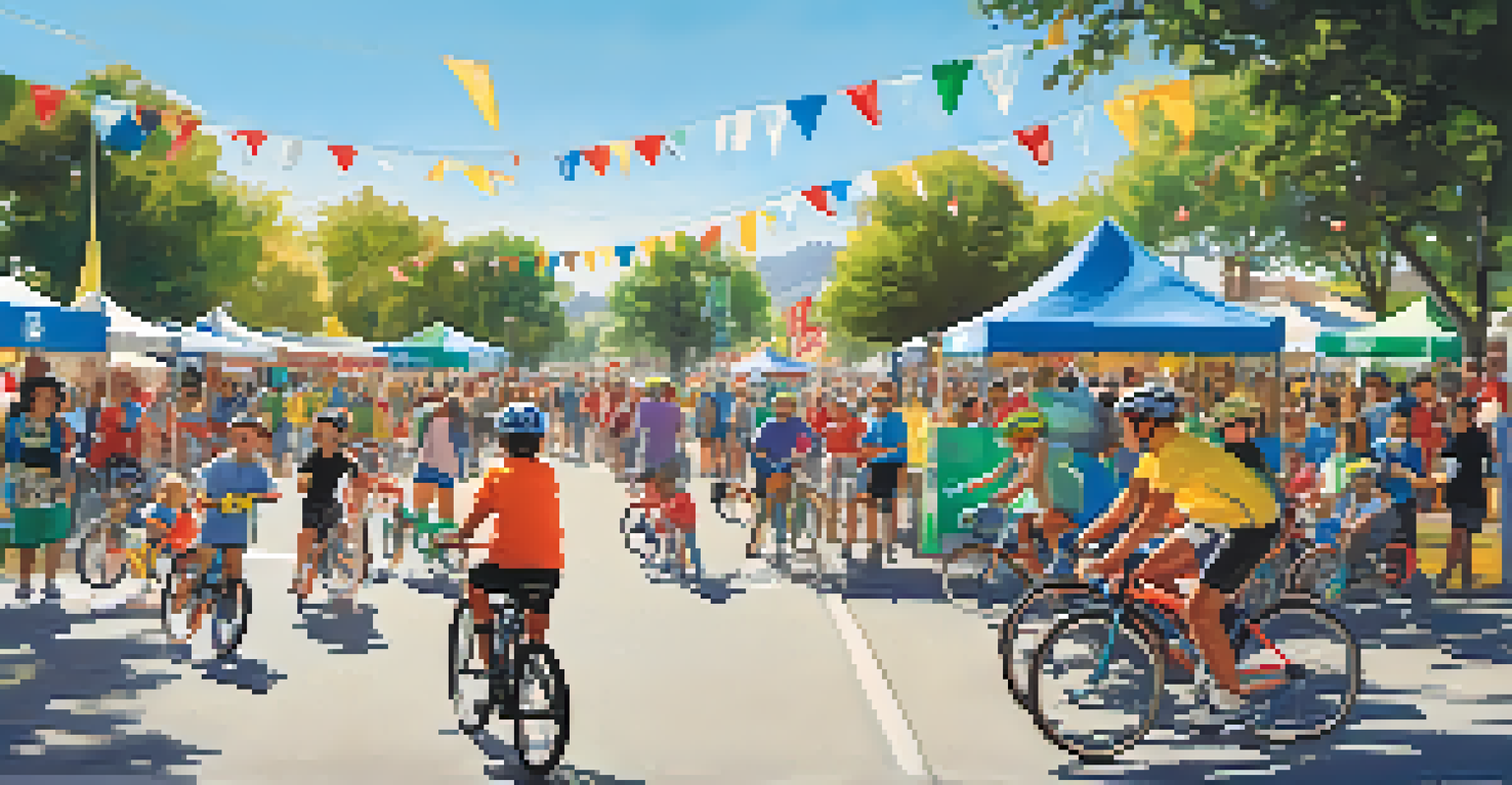 A lively park event in San Jose with families cycling, children playing, and informational booths about bike safety.