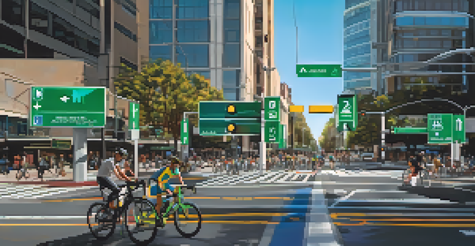 A busy intersection in San Jose with smart traffic signals for cyclists showing real-time information.