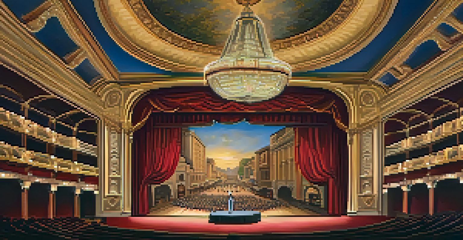 The sophisticated interior of the California Theatre during a performance, featuring beautiful decor and captivated audience.