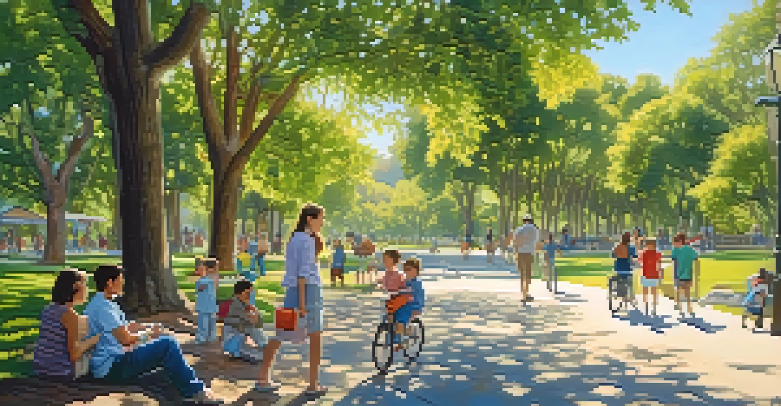 A beautiful park in San Jose with families picnicking, children playing, and wildlife in a green setting.