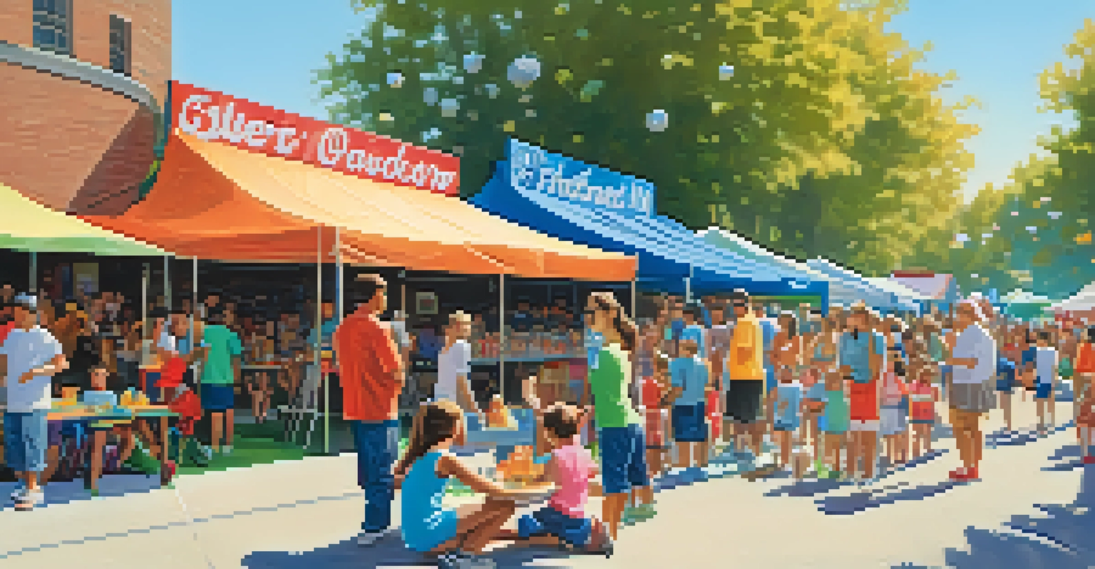 Families participating in a vibrant community sports festival with activities and booths.