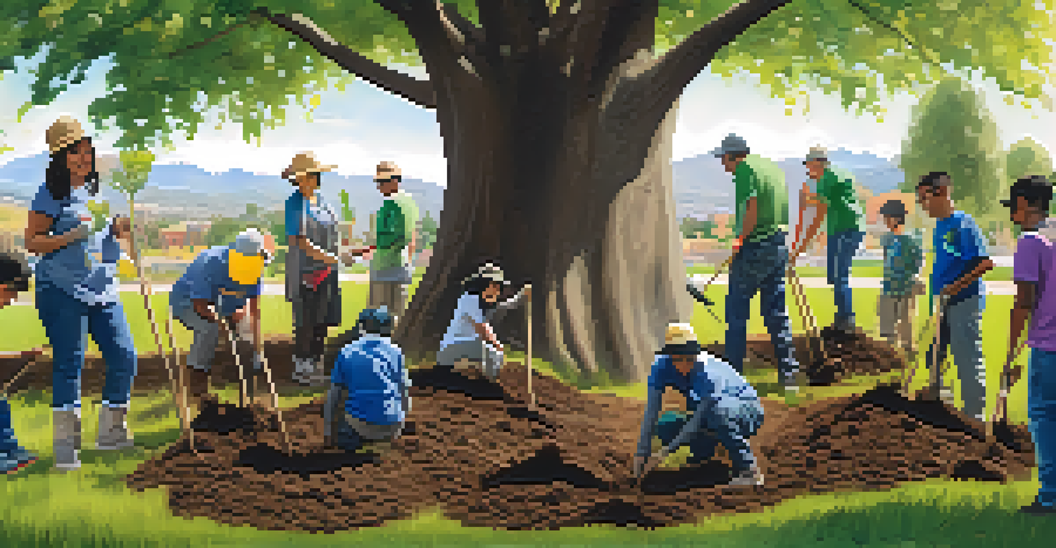 A community event where people are planting trees together in San Jose.