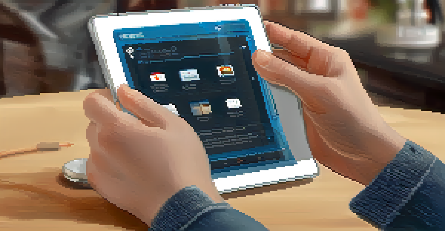 Close-up of hands using assistive technology on a tablet, emphasizing accessibility and communication.