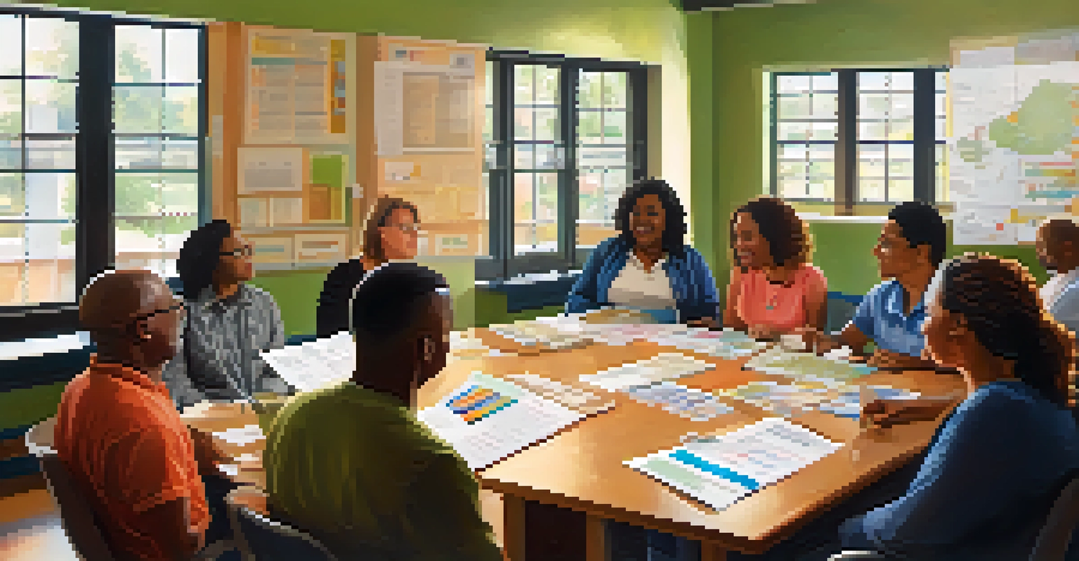 A group of adults participating in a financial literacy workshop in a bright community center.