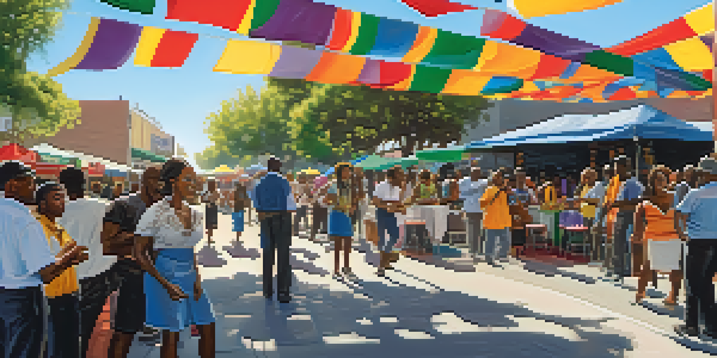 A lively street festival in San Jose celebrating African American culture with artists, musicians, and diverse attendees.