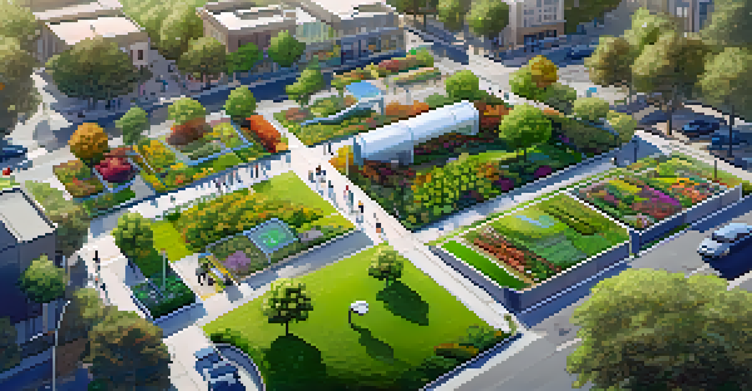 Aerial view of San Jose with green parks, people enjoying nature, and smart waste bins integrated into the landscape.