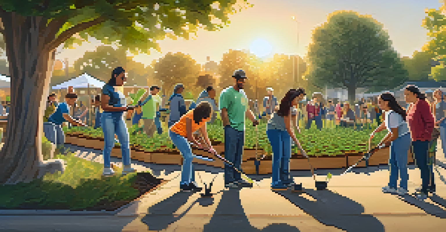 Community members participating in a tree planting event, working together in a park.