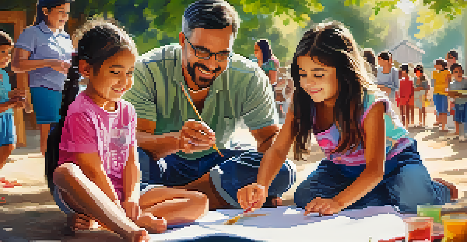 A family participating in crafting activities at the Heritage Festival, surrounded by cultural decorations and natural light.