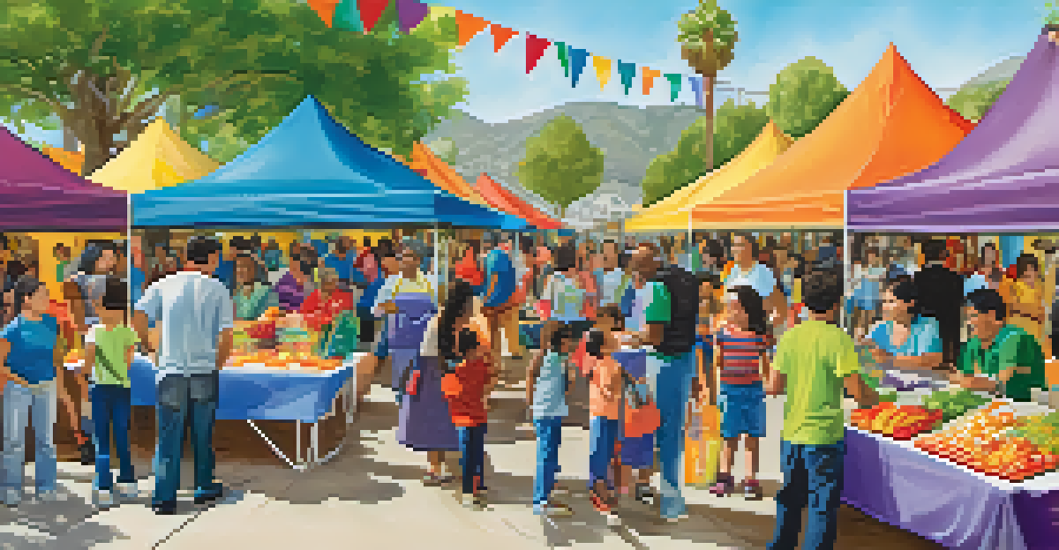 A community health fair in San Jose with families and youth enjoying interactive booths and nutritious food.
