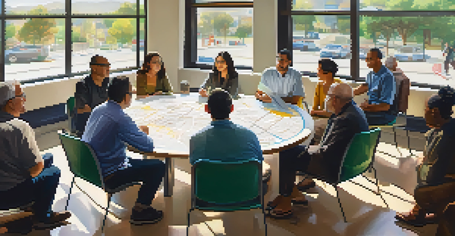 A community meeting in San Jose with diverse residents discussing public transportation planning.