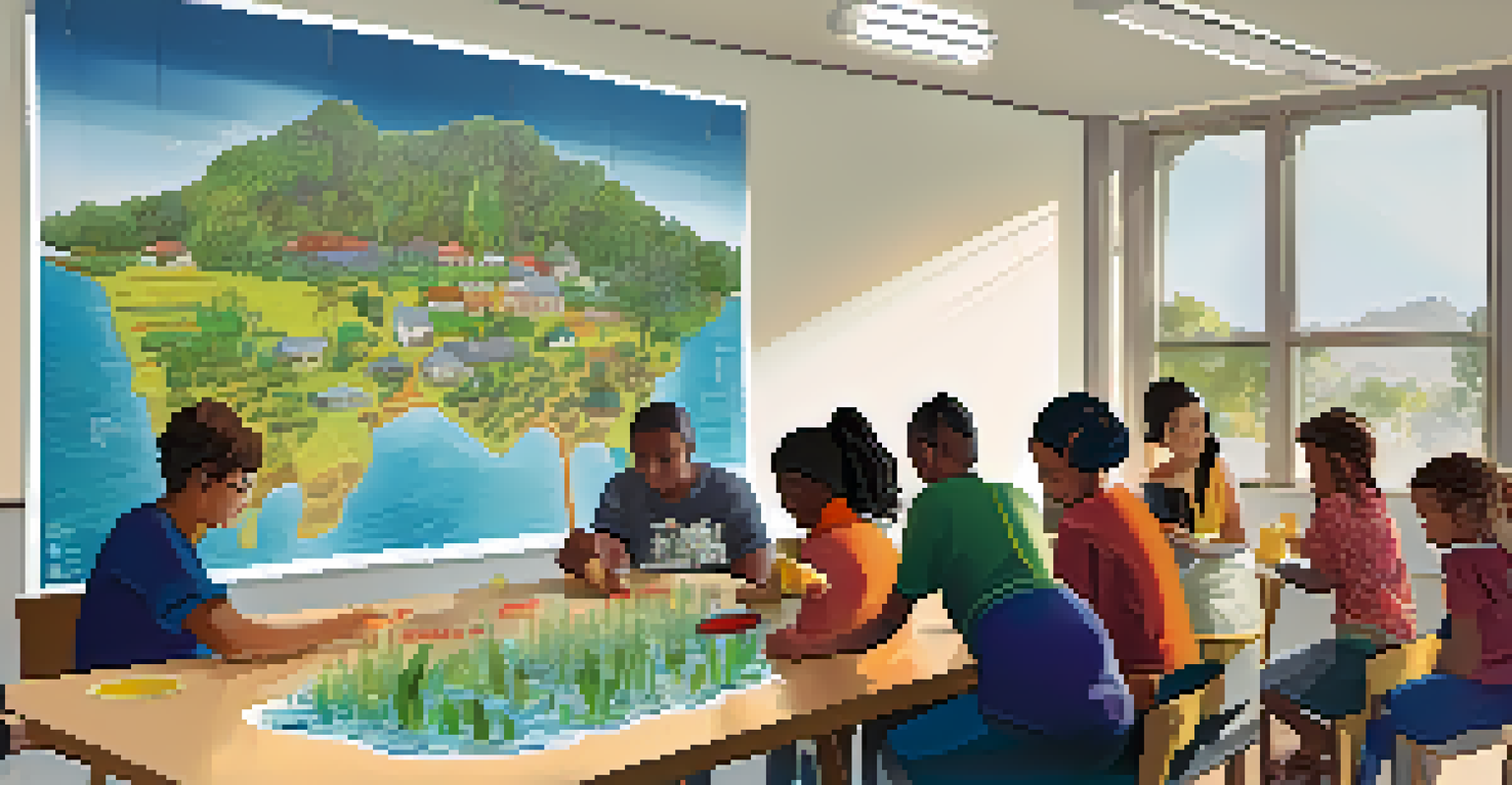 Residents participating in a community workshop on water conservation, learning about rainwater harvesting techniques.