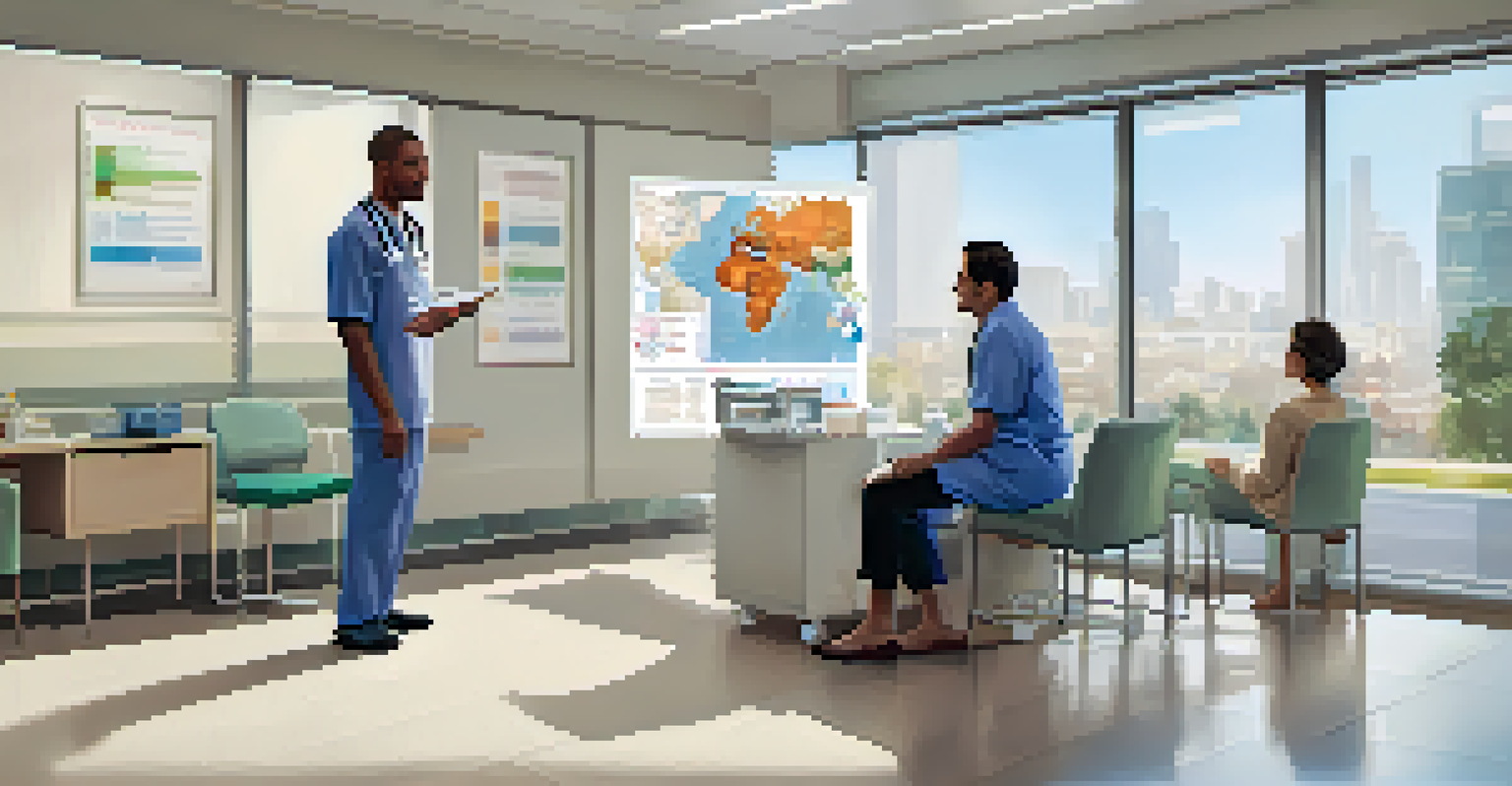 A healthcare professional consulting with a patient in a bright and friendly medical room.