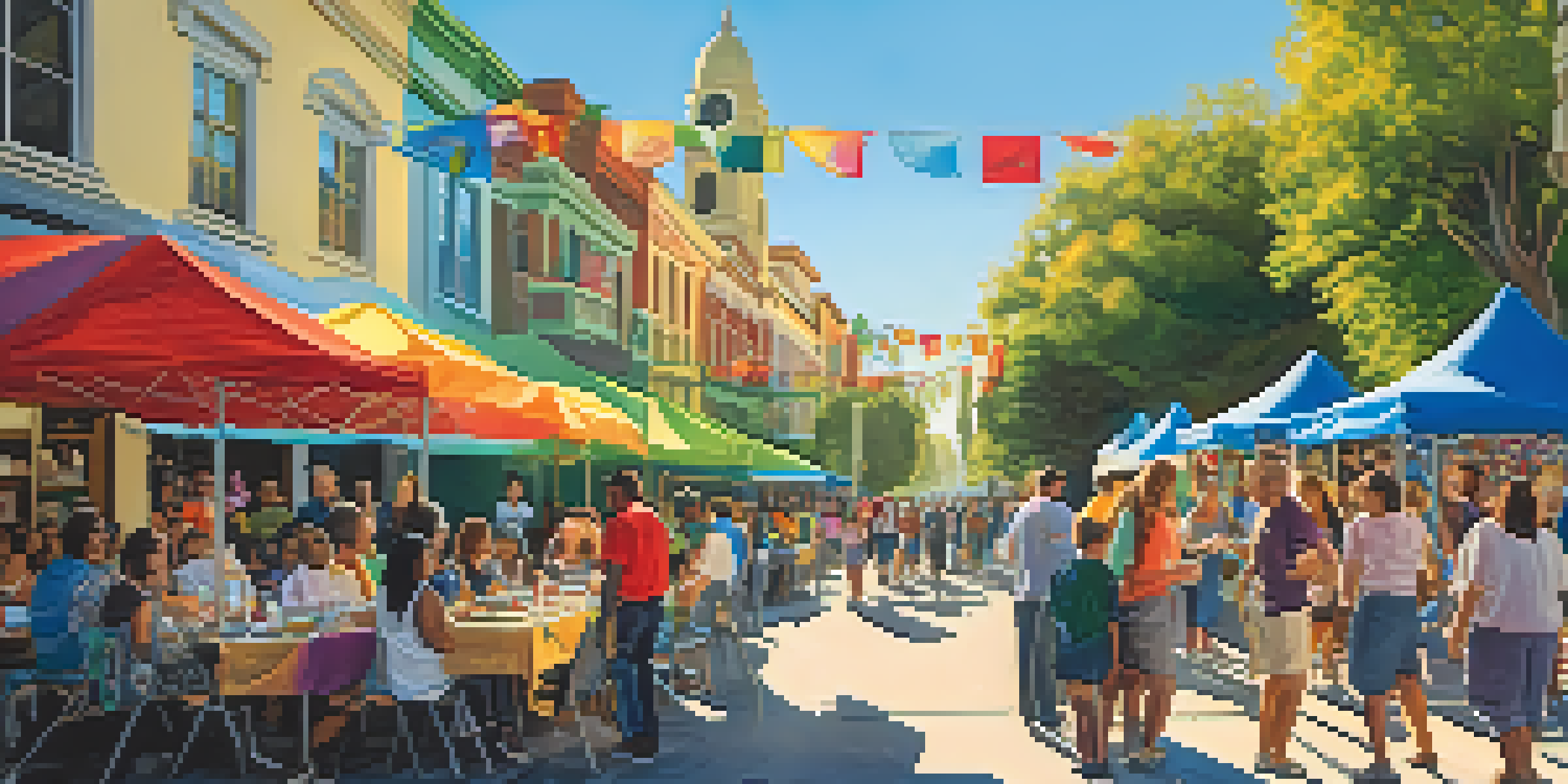 A community event in San Jose with residents creating murals and surrounded by historic buildings and greenery.