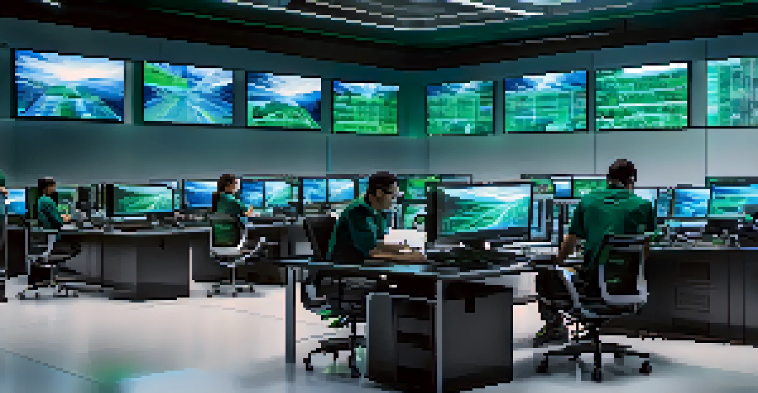 An advanced lab scene at Nvidia with engineers working on GPUs and screens displaying data visualizations.