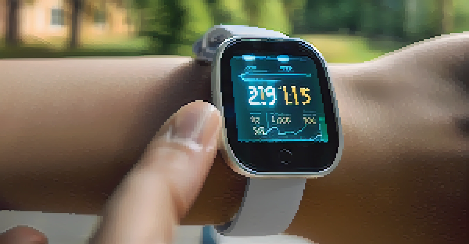A close-up of a wearable health device on a wrist showing health data.