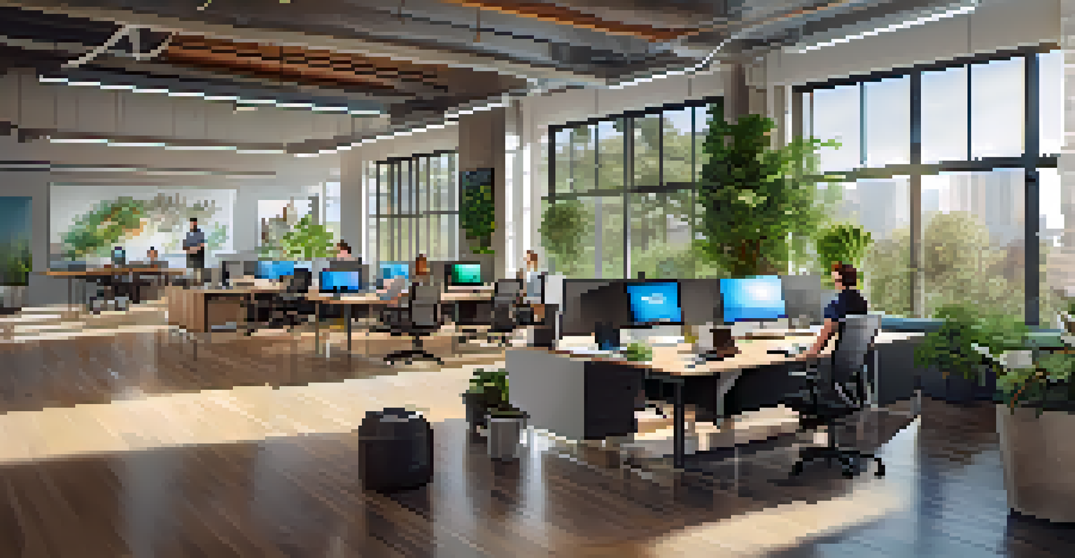 A vibrant coworking space in Silicon Valley with professionals collaborating and natural light.