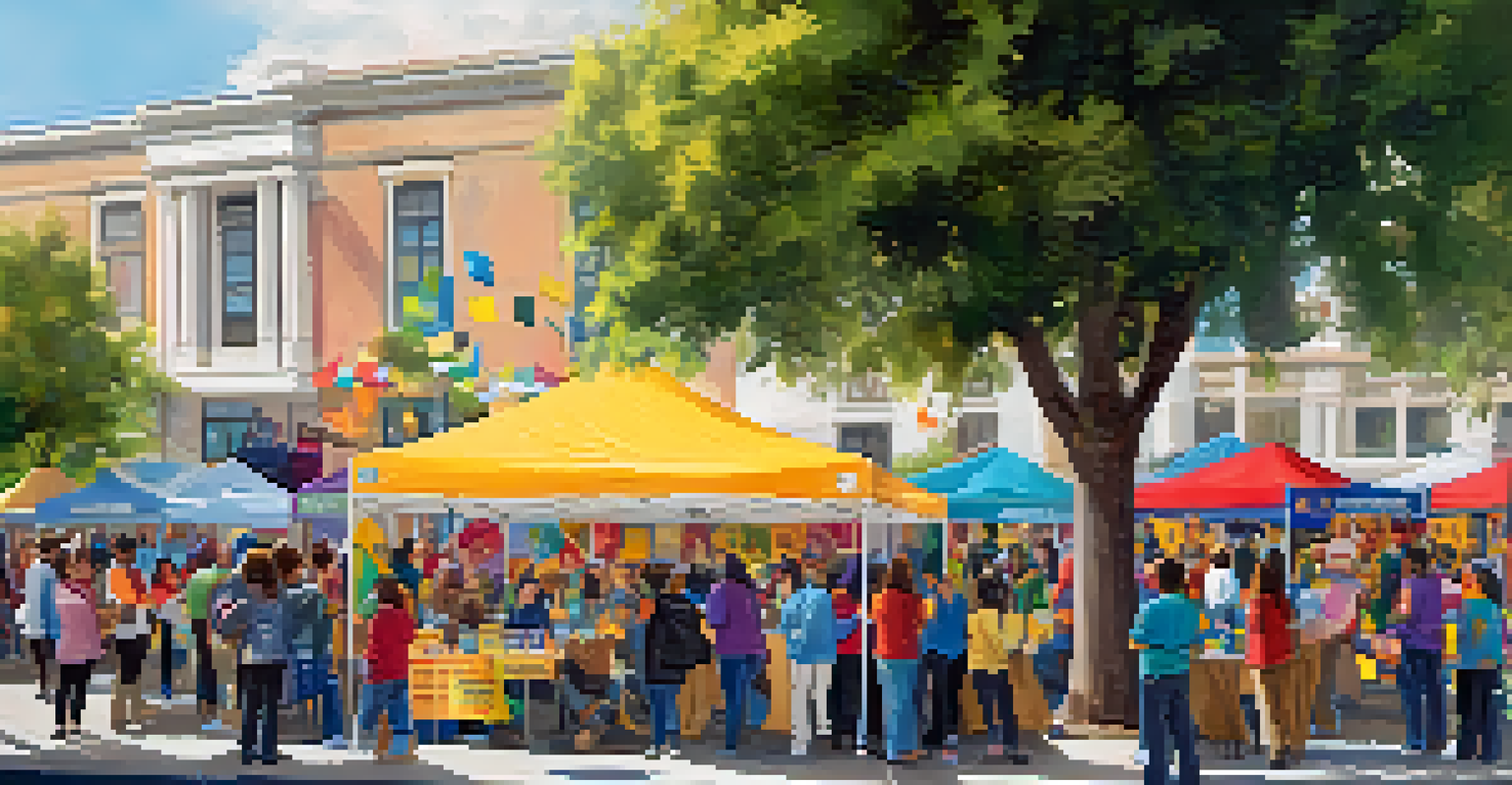 A community event in San Jose with a mental health resources booth and people engaging in conversation.
