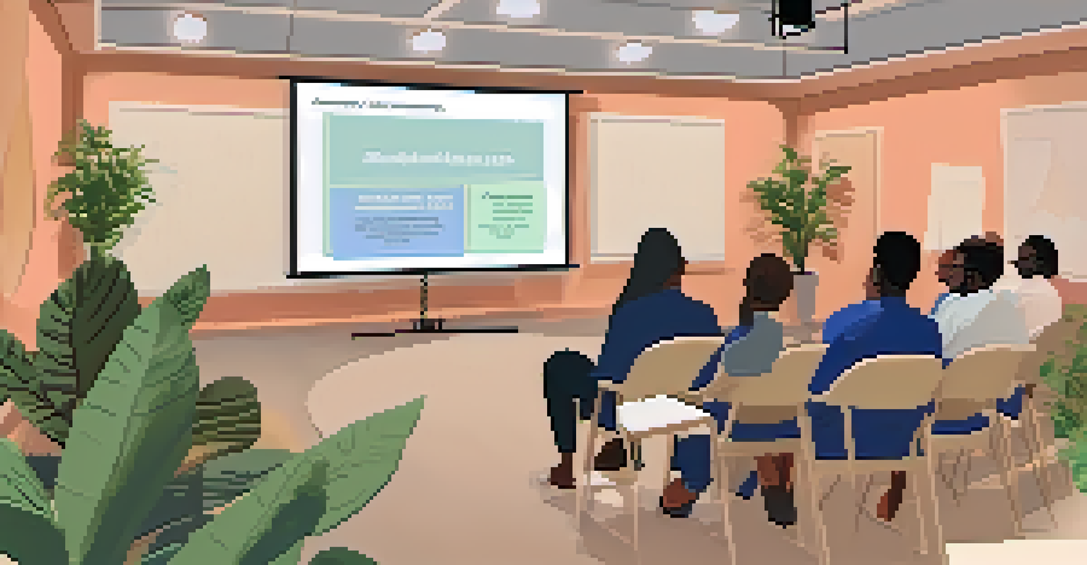 Participants in a mental health awareness seminar seated in a circle, listening to a speaker in a cozy, well-lit room.