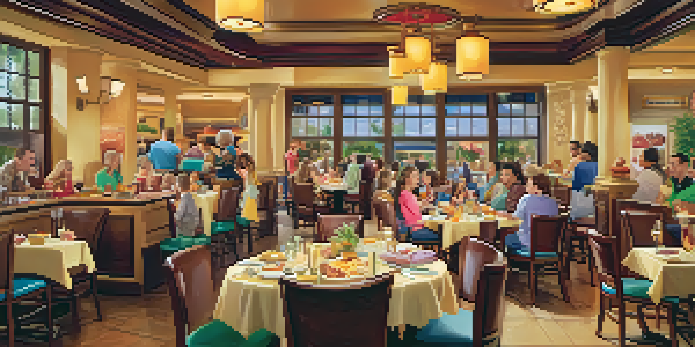 A family enjoying a colorful meal at The Cheesecake Factory, with dishes like macaroni and cheese and cheesecakes on the table.