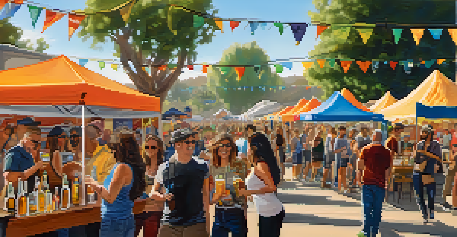 A vibrant festival atmosphere at San Jose Beer Week with attendees sampling craft beers and enjoying live music.