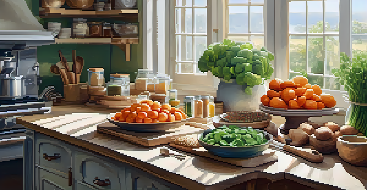 A cozy home kitchen filled with fresh ingredients and baked goods, showcasing a warm and creative baking environment.
