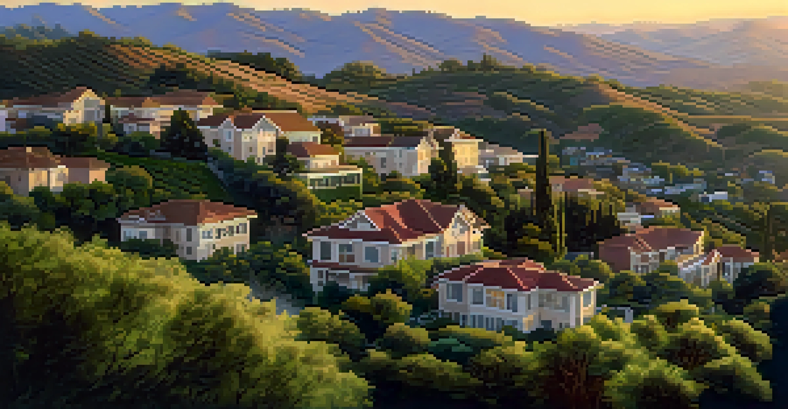 A beautiful view of Almaden Valley with spacious homes and rolling hills.