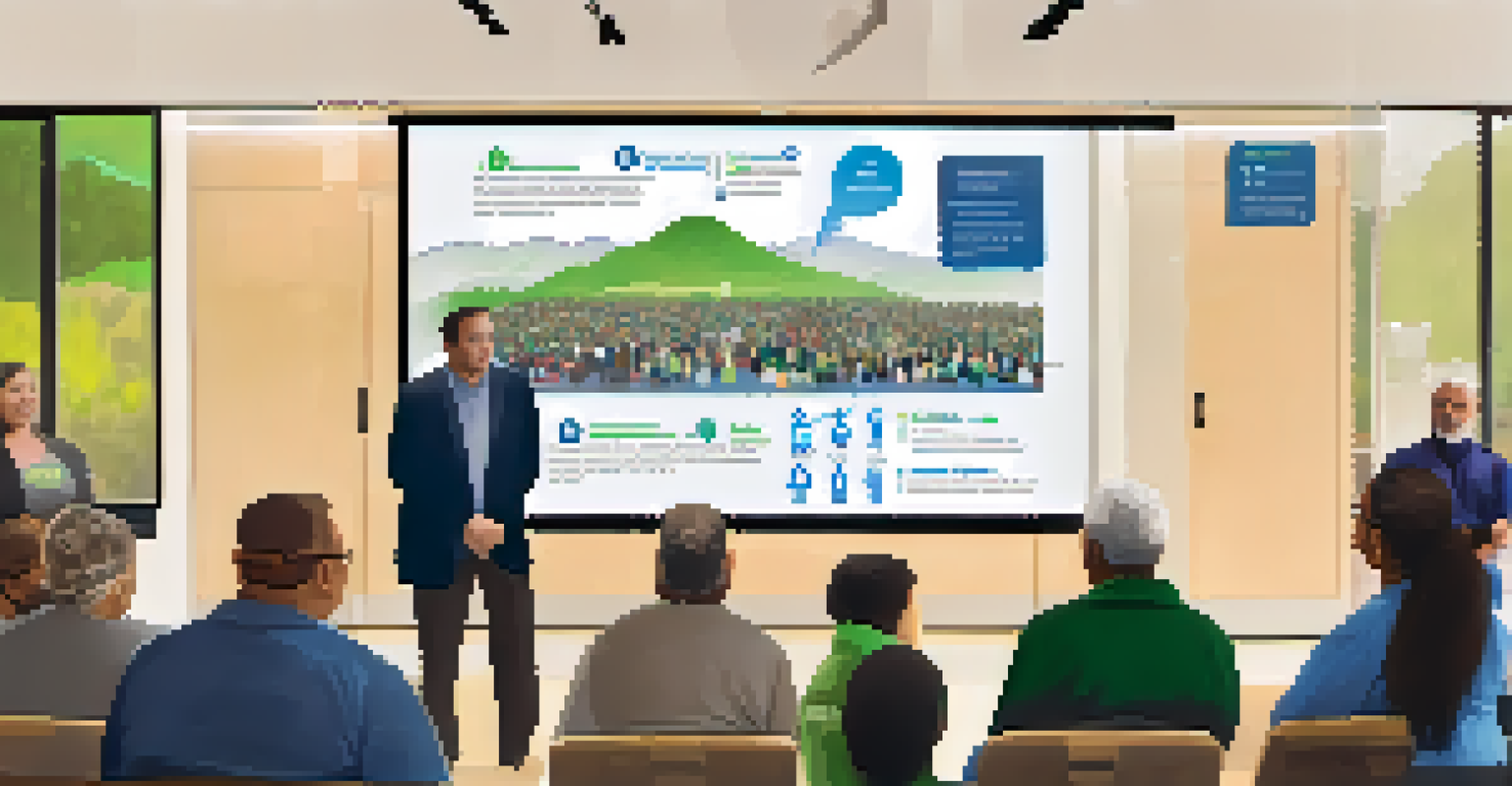 Residents of San Jose participating in a community meeting about air quality and health, with a presentation screen in the background.