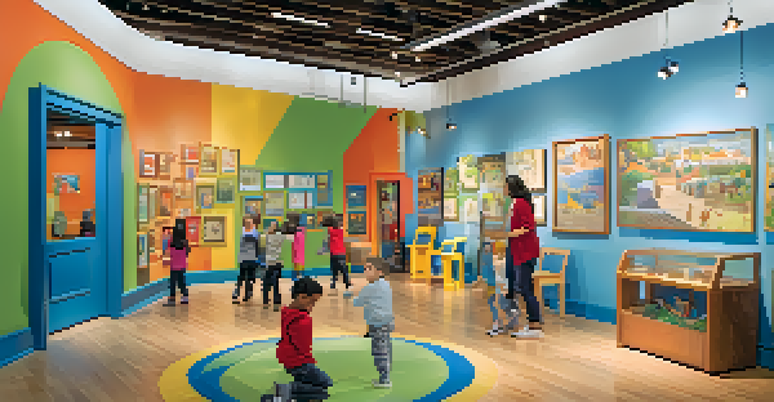 The colorful interior of the Children's Discovery Museum, showcasing interactive exhibits and children engaging in fun learning activities.