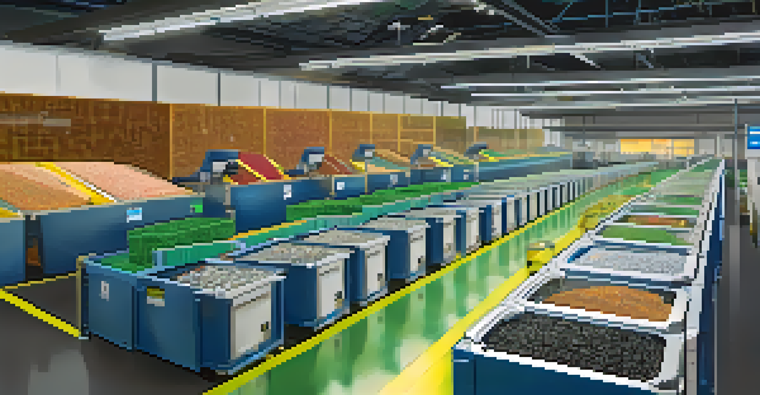 A modern waste management facility in San Jose featuring smart technology, automated sorting machines, and a clean working environment.