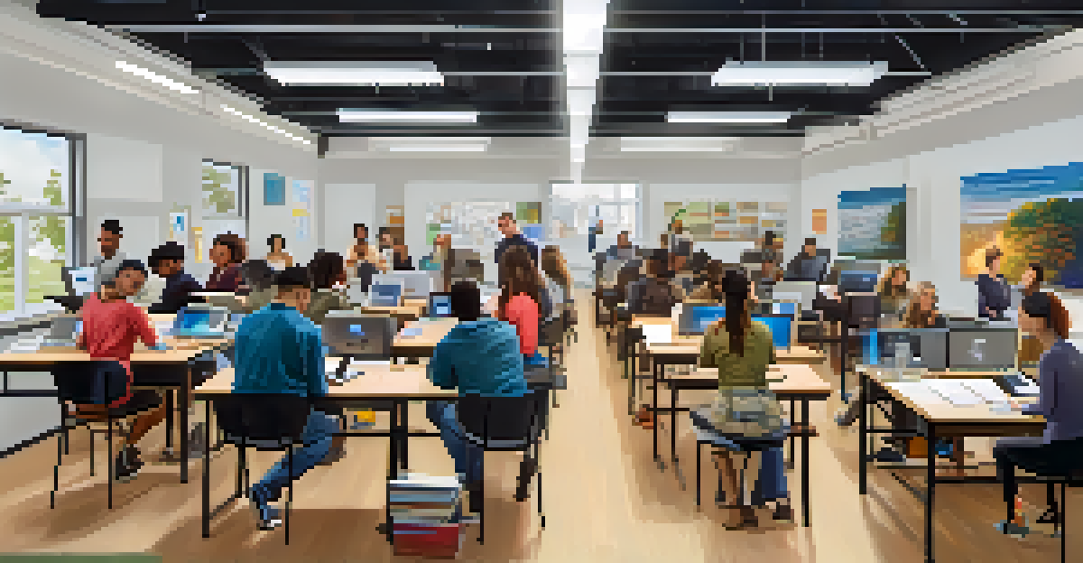 A diverse group of adults in a workshop focused on digital literacy and skill development.